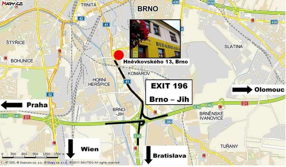 Mapa sjezd z dálnice